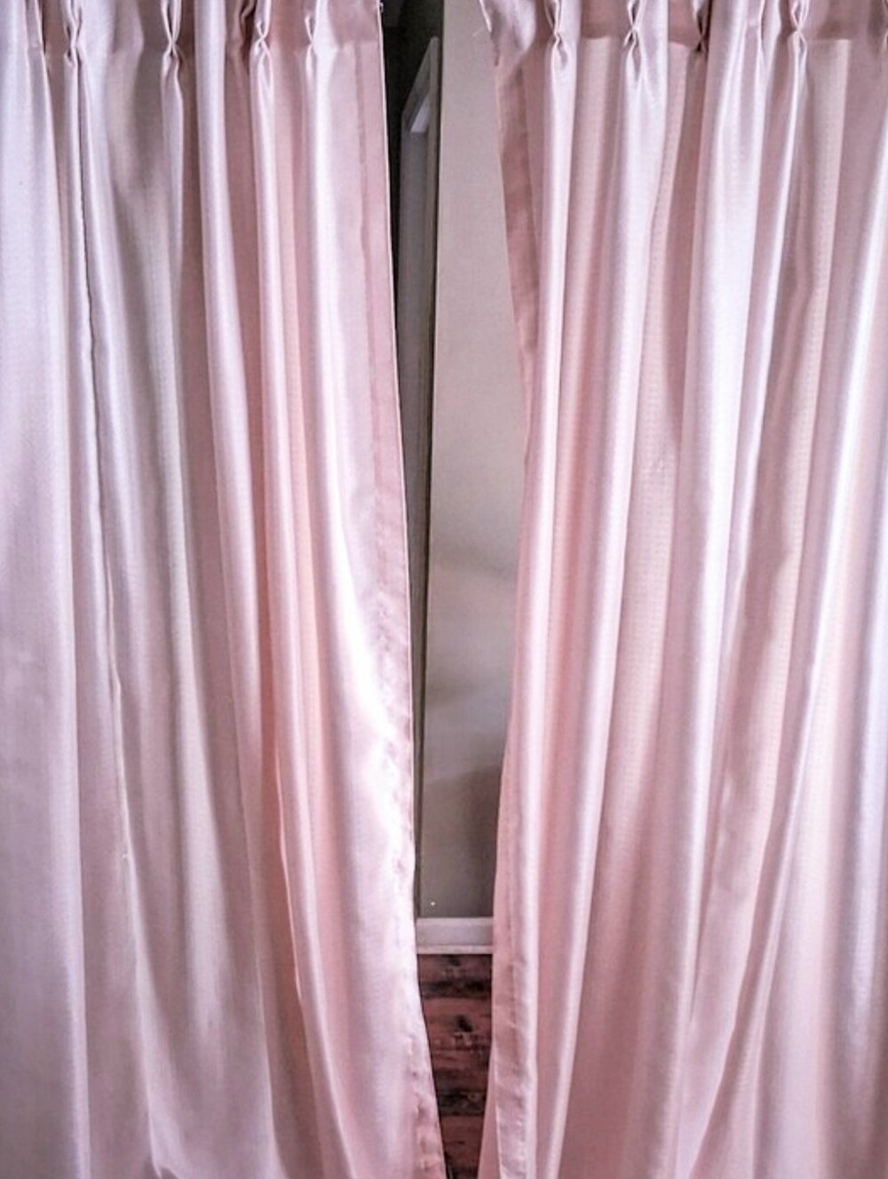 Mid Century Custom Triple Pinch Pleated Draperies - Light Pink - 2 Panels